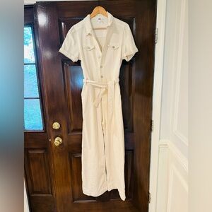 PAIGE Cream Button-Up Jumpsuit